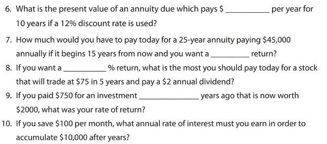 need help with formulas 6. What is the present value of an