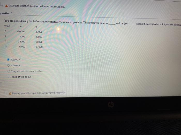  Moving to another question will save this response. uestion 1 You