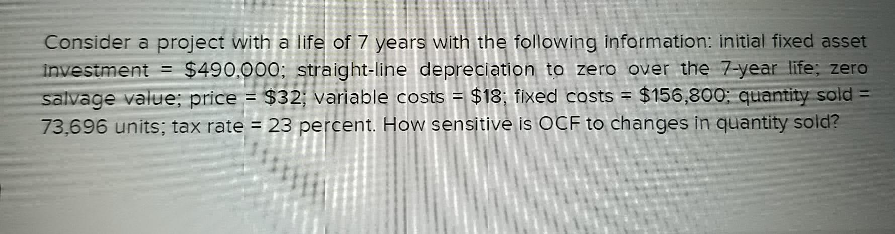 ANSWER IN BOLD 25 22 Consider a project with a life of