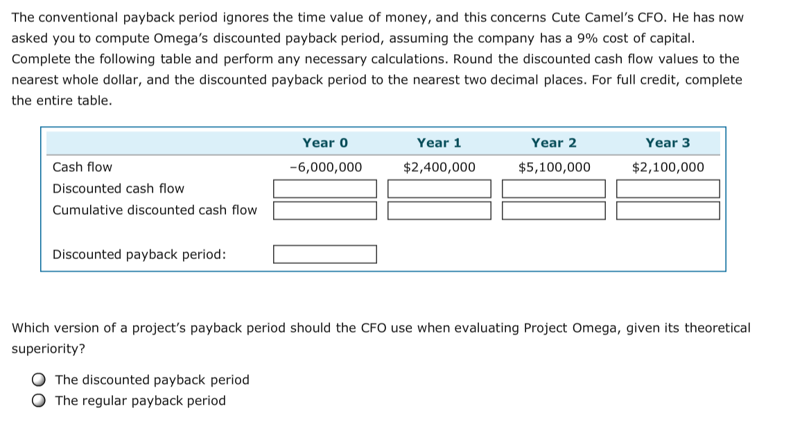 payback period that helps in their capital budgeting decisions. Consider the case