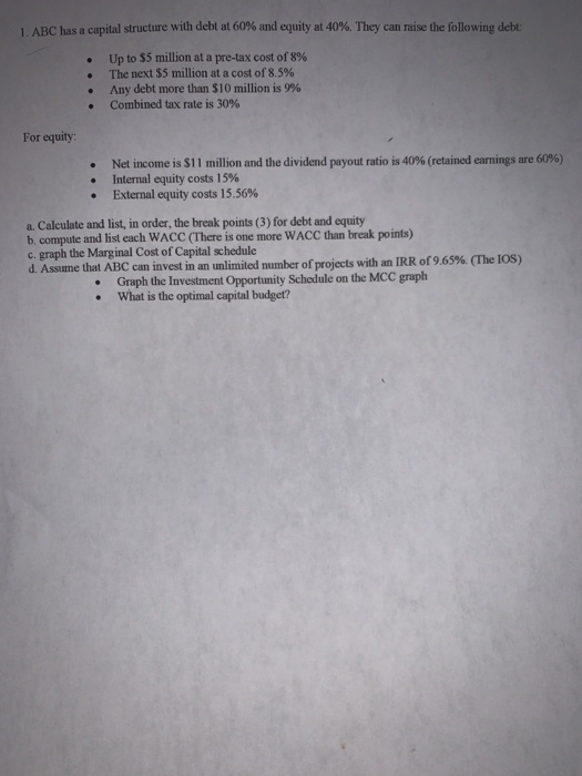 please show work! please do questions A B C and D 1