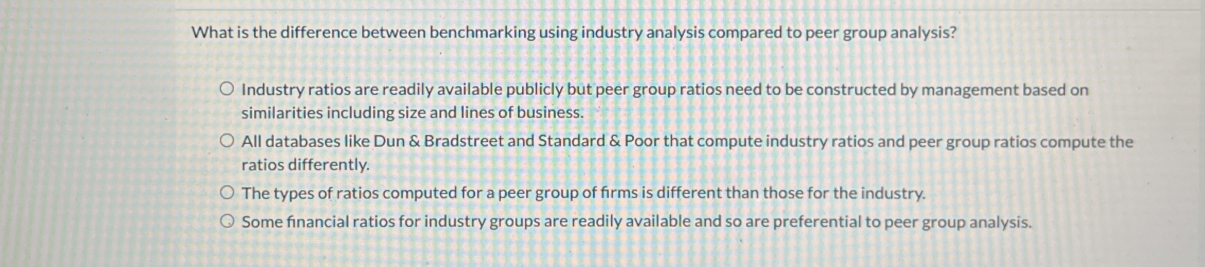  What is the difference between benchmarking using industry analysis compared to