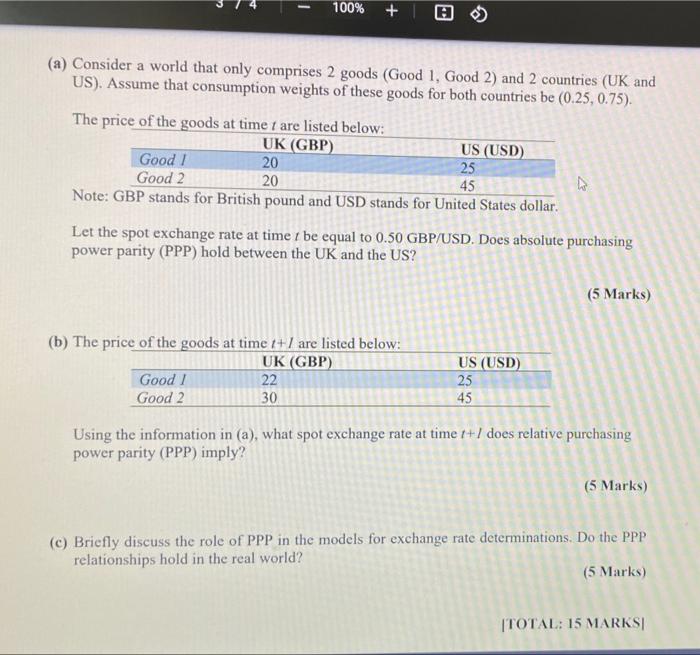 heelppp!!!! 100% + (a) Consider a world that only comprises 2 goods