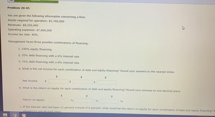 dropbox- increase/decrease Problem 20-05 You are given the following information concerning