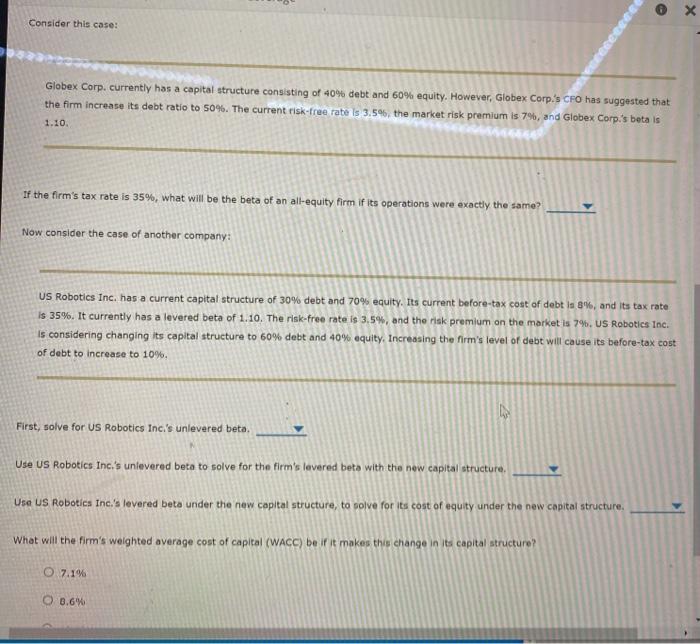 Understanding the optimal capital structure Review this situation: Universal Exports inc. is