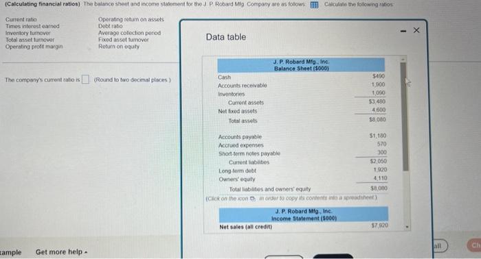  question 8 Data table The comosny's current rato is (Round to
