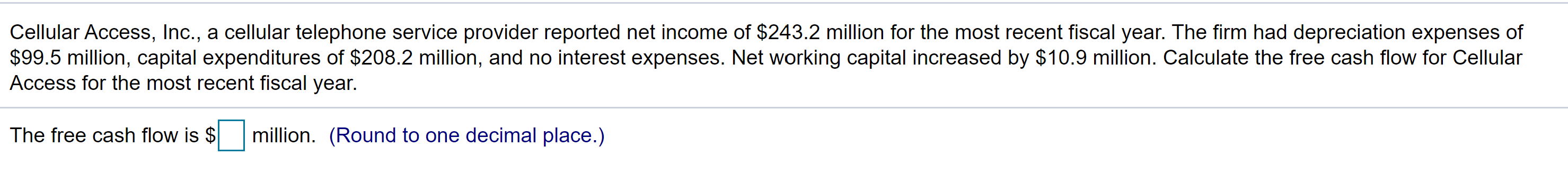  Cellular Access, Inc., a cellular telephone service provider reported net income