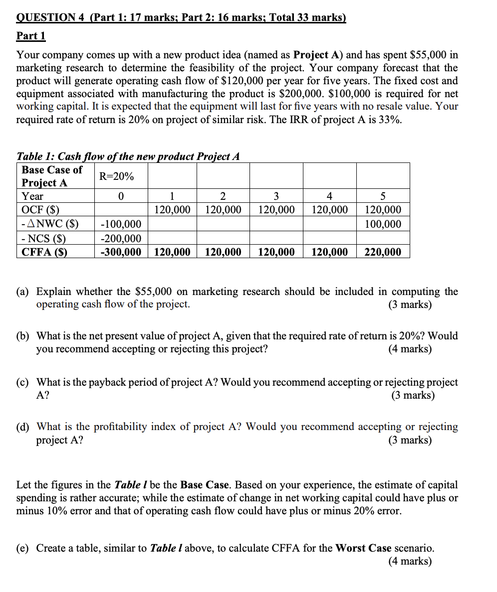  QUESTION 4 (Part 1: 17 marks; Part 2: 16 marks; Total