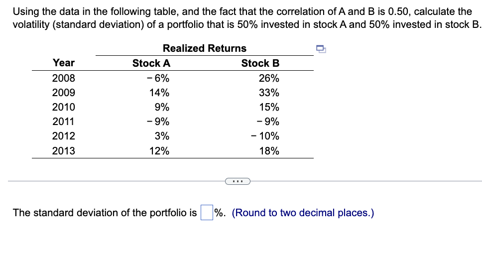  Using the data in the following table, and the fact that