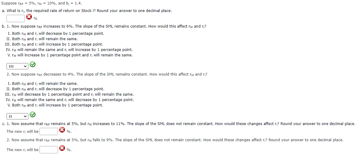 Suppose IRF = 5%, I'M = 10%, and b; = 1.4.