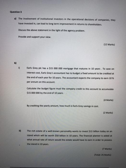 this is a degree level question Question 3 a) The involvement of