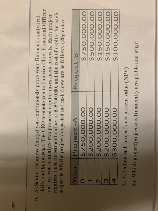 type answer no fluff BA level E007 8 As Senior Business Analyst