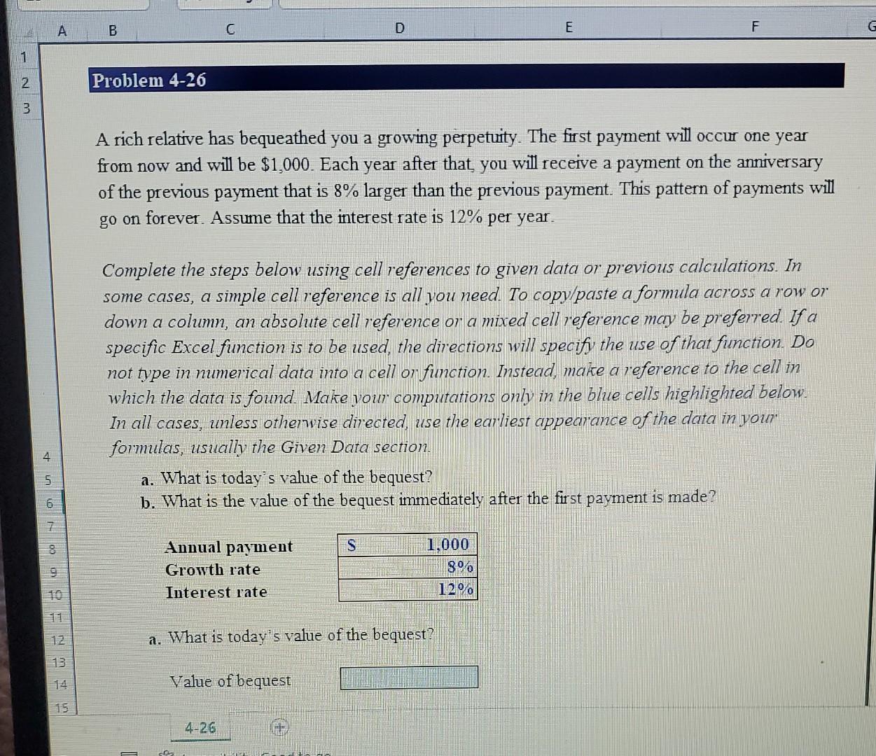 please solve and cell reference. ty! A B C D E