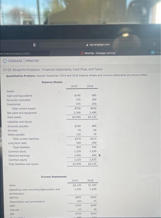  ng.cengage.com te Financial Analysis-OLB01 MindTap - Cengage Learning CENGAGE MINDTAP Ch