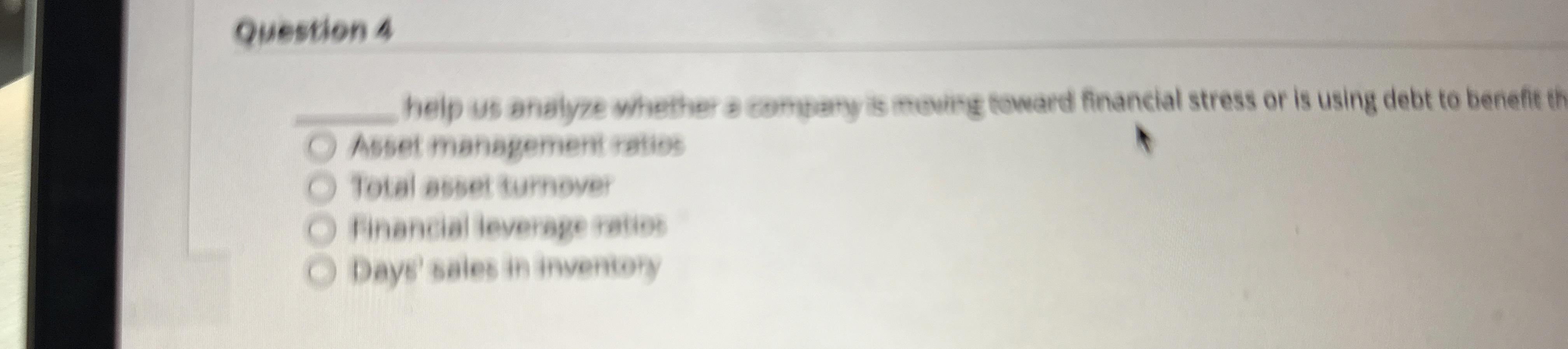  Question 4 q, heip us analyze whether a compary is moving