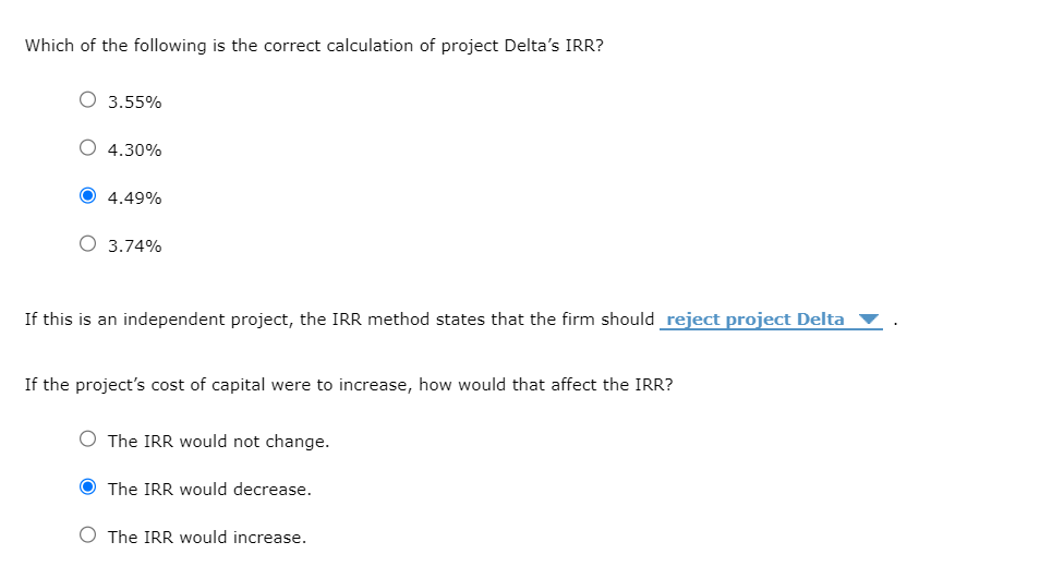 rate of return that a project generates based on its up-front cost