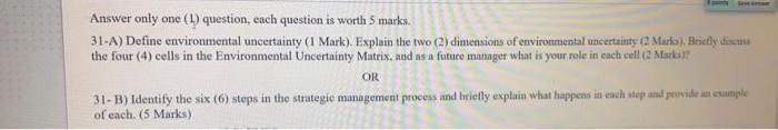  Answer only one (1) question, each question is worth 5 marks.