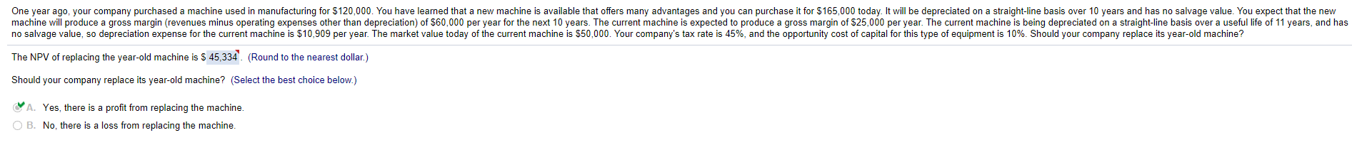 How do we get the answer 45334? One year ago, your company