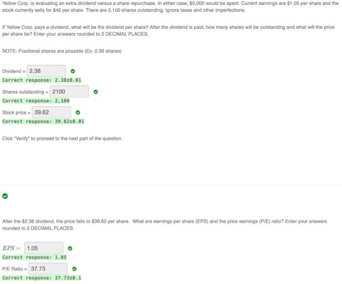  Yellow Corp. is evaluating an extra dividend versus a share repurchase.