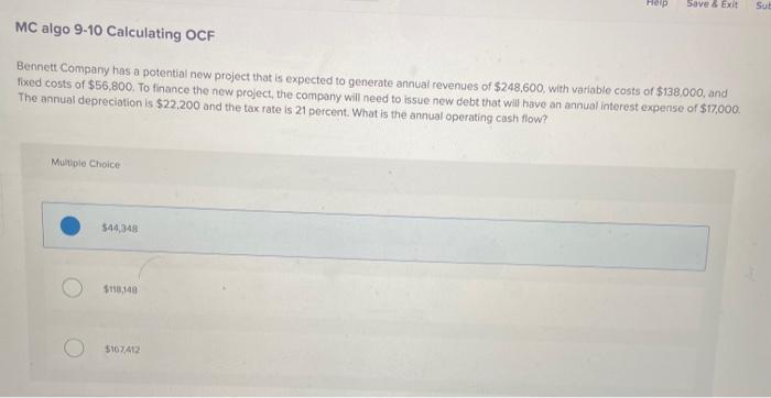  Bennett Company has a potential new project that is expected to