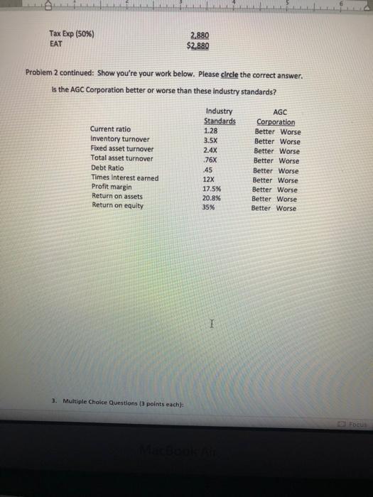 1 Heading 2 6 2. Based on the following financial statements, compute