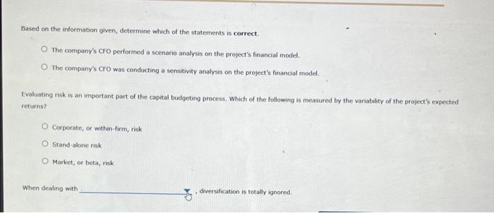 risk analysis is a critical component of the copital budgeting process. Consider