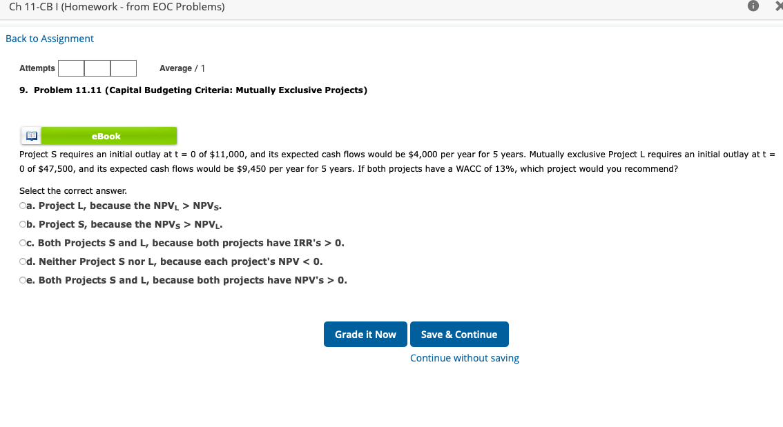  Ch 11-CBI (Homework - from EOC Problems) Back to Assignment Attempts