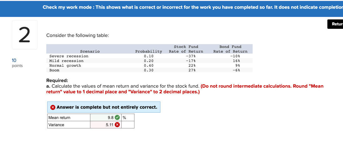  Check my work mode : This shows what is correct or