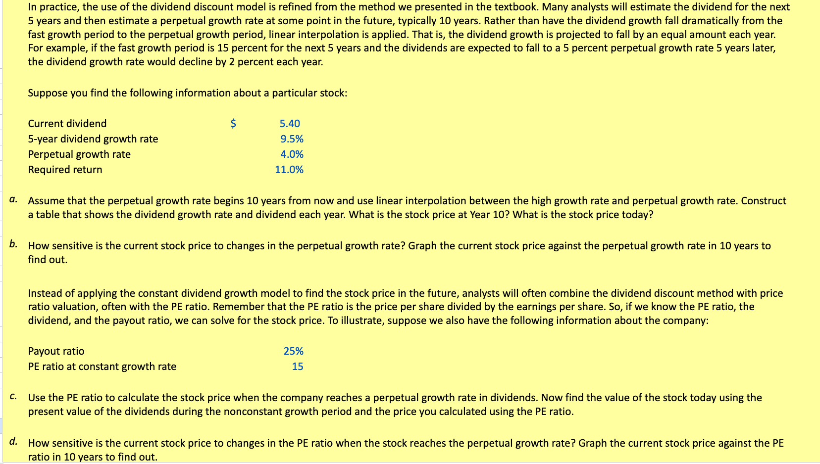  Please use excel formulas. Ineed help with part c and d.