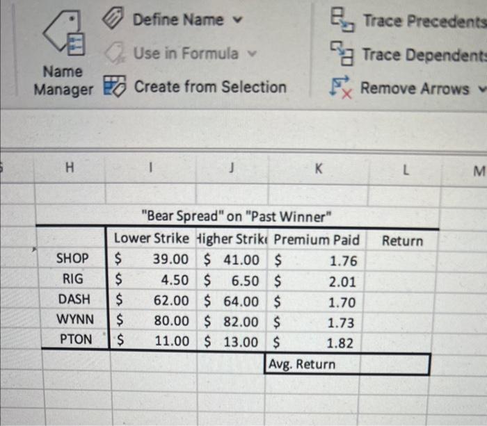 Trig Financial Date \& Time More Functions Define Name v Trace Precedents