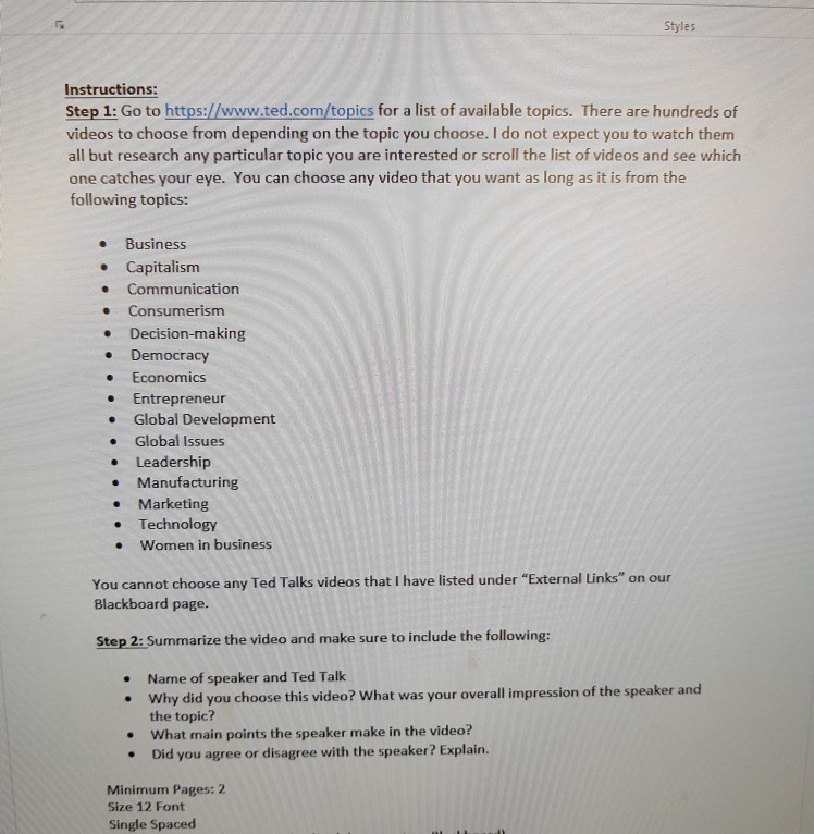  need a summery about one n half pages Styles Instructions: Step