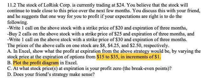 Please solve in EXCEL and using TRADING STRATEGY calculation. THANK YOU