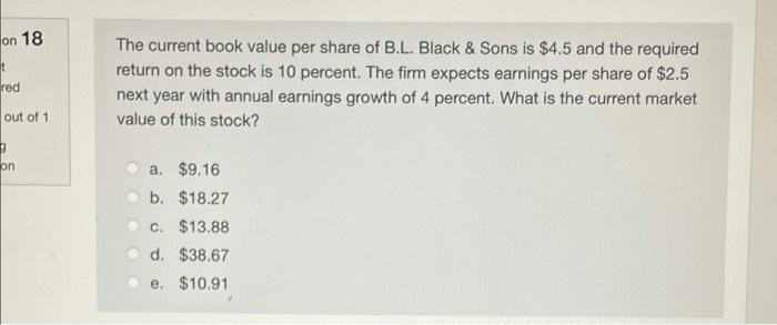 answer please on 18 t red The current book value per share