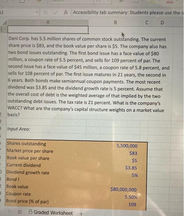  help please A1 X fx Accessibility tab summary: Students please use