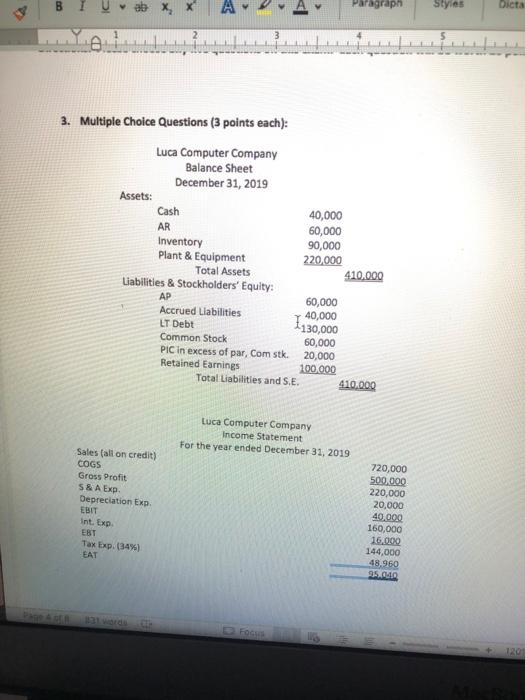  please show the work solution X Paragraph Styles Dicta 5 3.