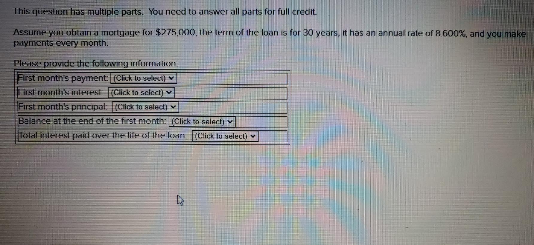 This question has multiple parts. You need to answer all parts