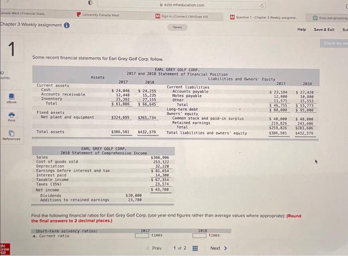  Canada West | Financial State... Chapter 3 Weekly assignment i 1