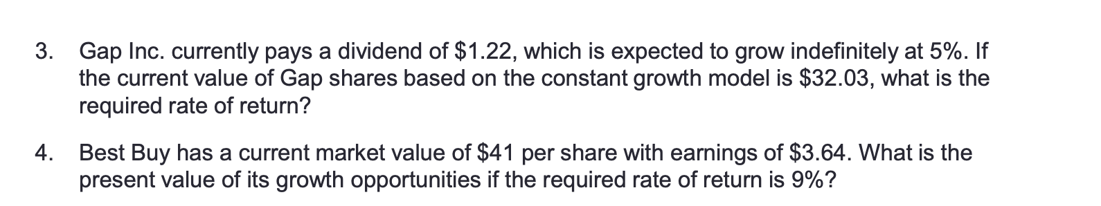 I would really appreciate if you solve both 3. Gap Inc. currently