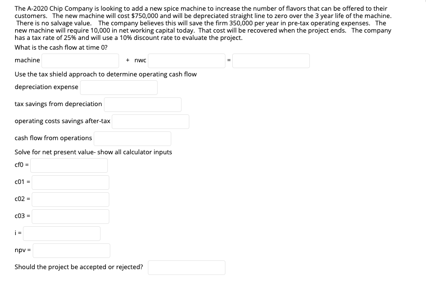  The A-2020 Chip Company is looking to add a new spice