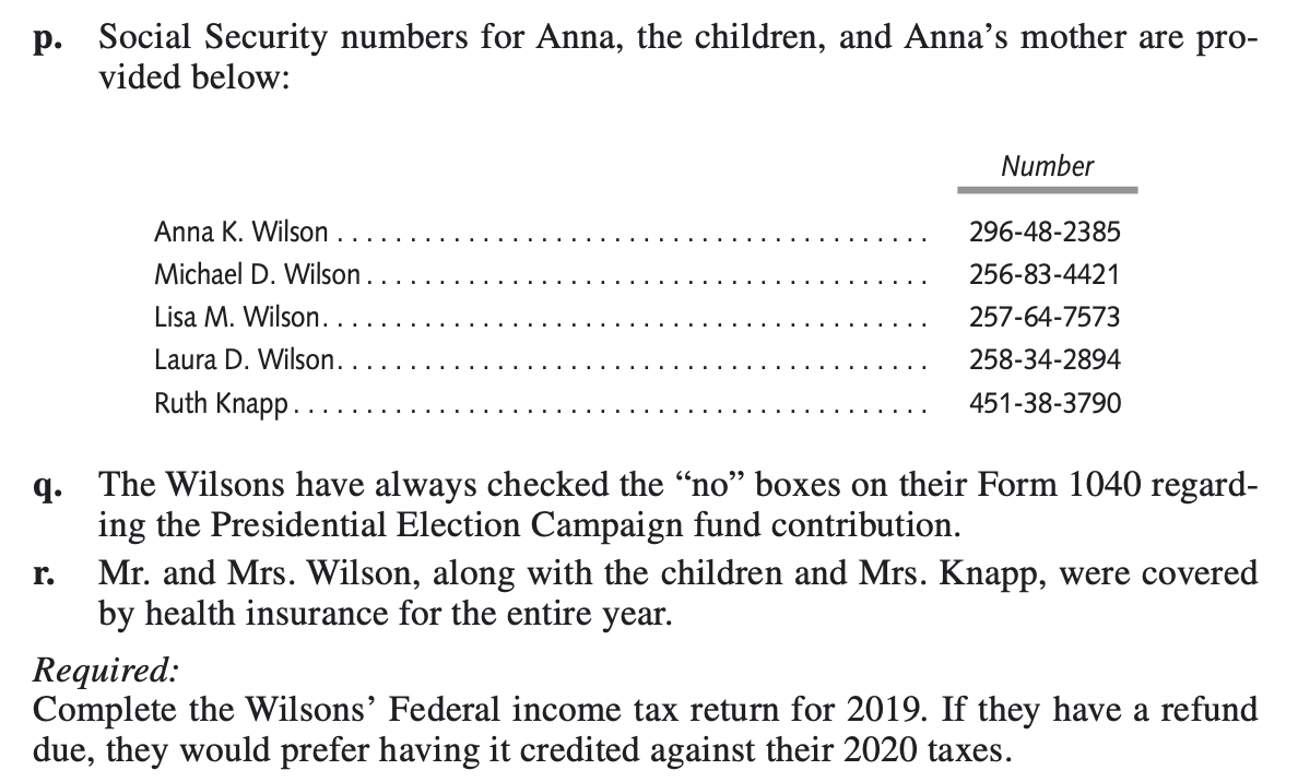 Additional Info forms needed all together: 1040, S1, S2, S3, Sa, Sb,