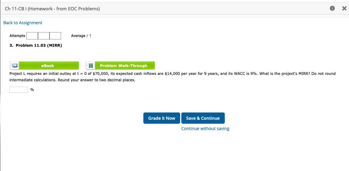  Ch 11-CBI (Homework - from EOC Problems) Back to Assignment Attempts
