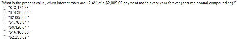 "What is the present value, when interest rates are 12.4% of