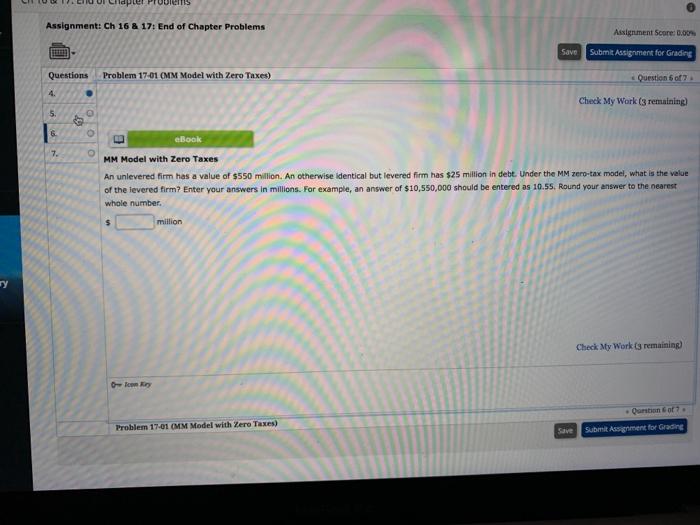  Assignment: Ch 16 & 17: End of Chapter Problems Assignment Score: