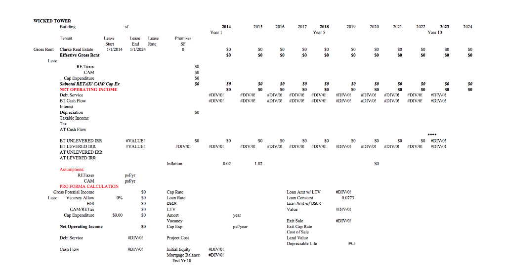 Please do a 10 year cash flow analysis for a single tenant