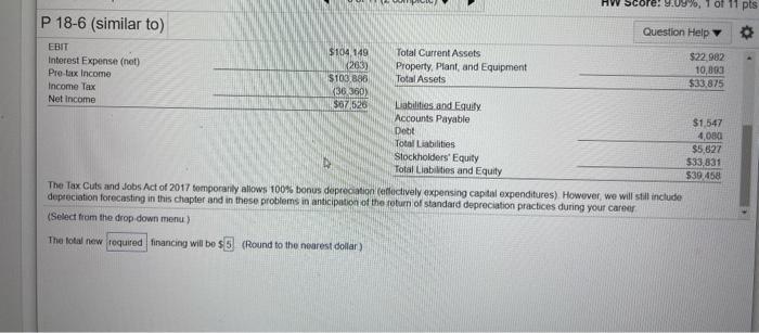 it P 18-6 (similar to) Question Help Inc Based on Jim's expectation