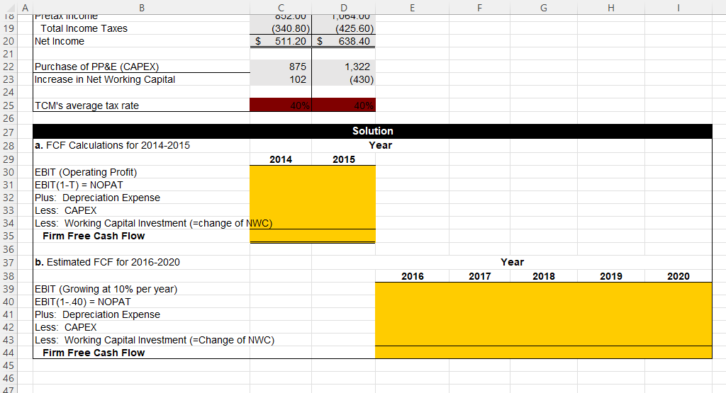formulas that correspond with the data cells, rows, and columns above. For
