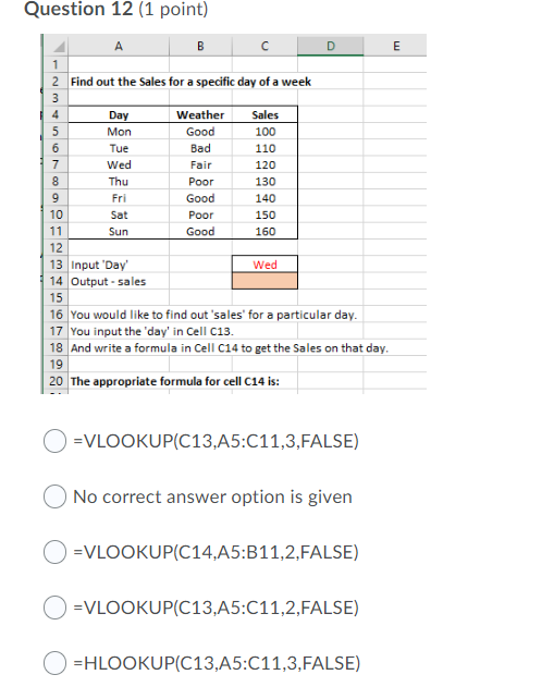  Question 12 (1 point) B D E 2 Find out the