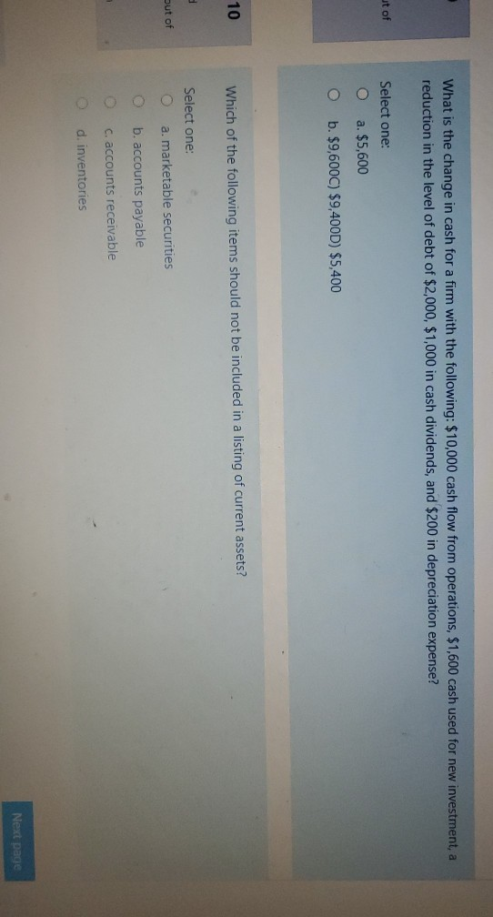 perioD) Based solely on this information, cash flow will increase by: Select