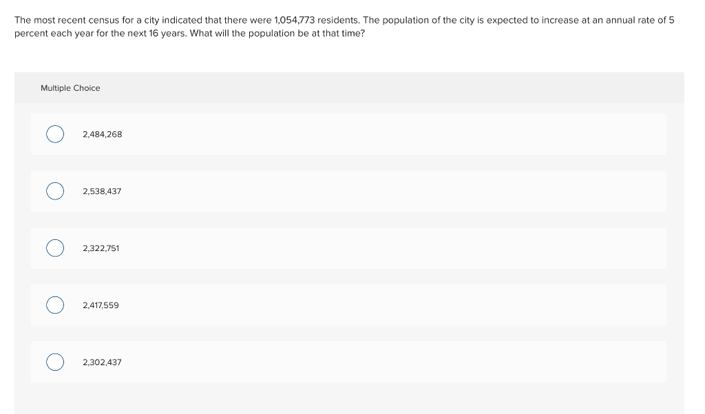 The most recent census for a city indicated that there were