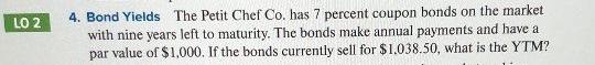 4 O 5.43% 6.42% 07.57% 8.90% 9.91% LO 2 4. Bond Yields